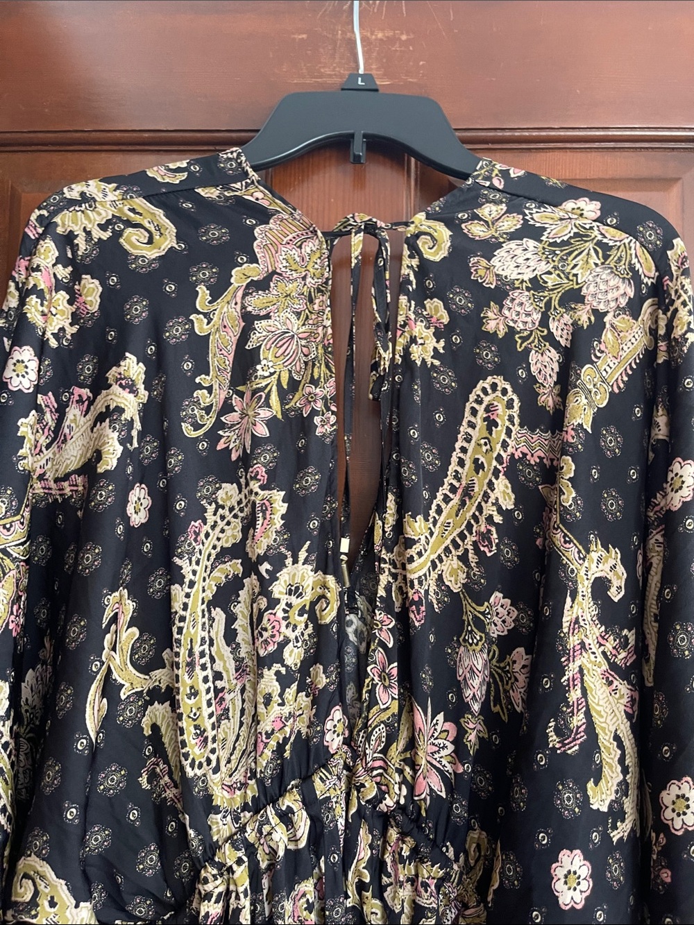 Free People Arzel Mini Dress Black Combo Paisley Boho Long Sleeve Size M - Picture 6 of 8